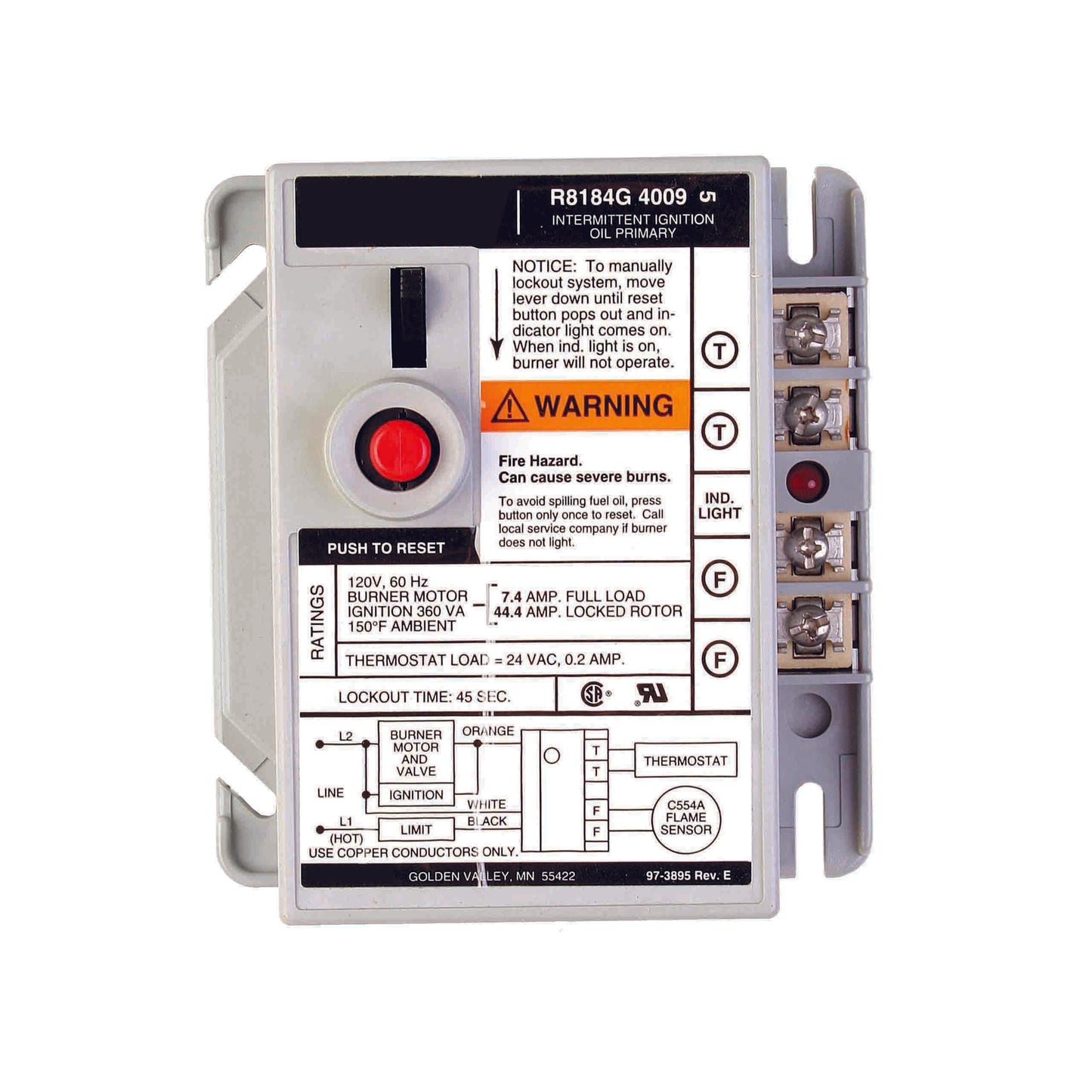 HONEYWELL RESIDENTIAL R8184G4009 Oil Burner Control