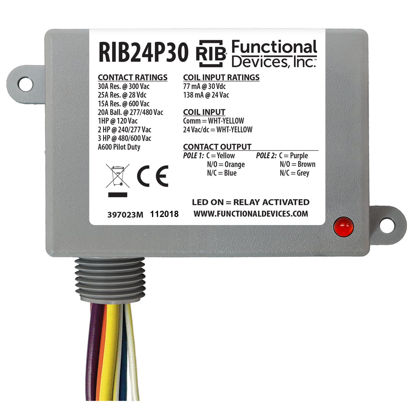 RIB Relays RIB24P30 Enclosed Power Control Relay