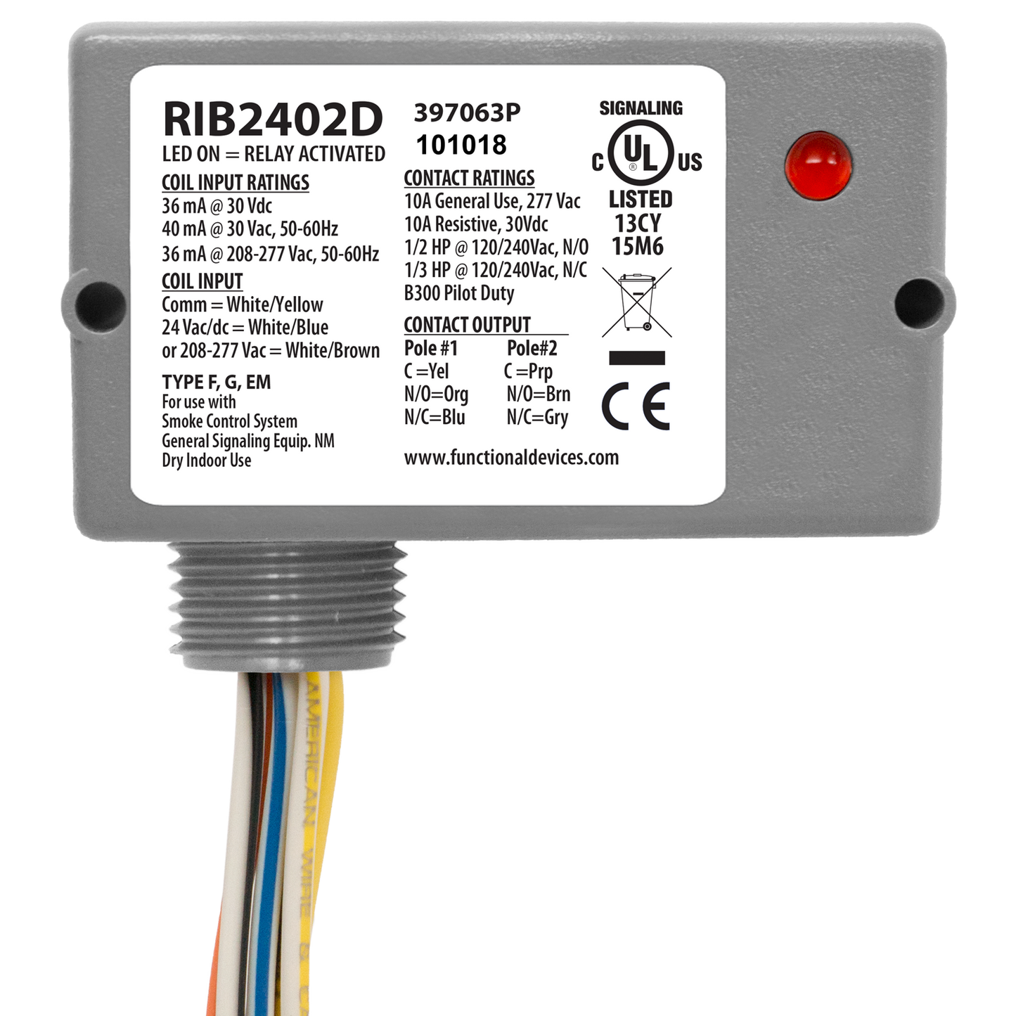 RIB Relays RIB2402D Enclosed Pilot Control Relay