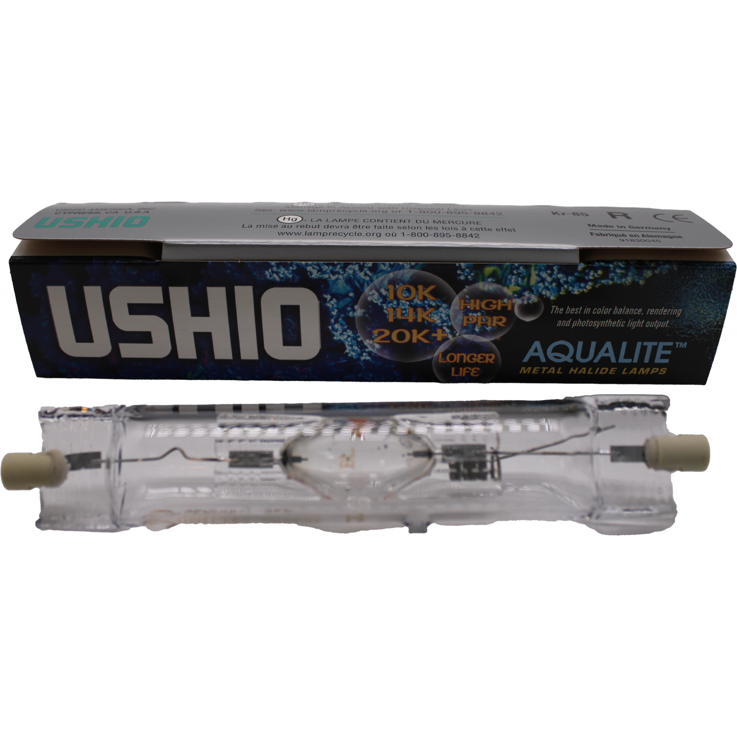 Ushio UHI-150AQ/20+ 150W Aqualite Metal Halide Lamps for Reef Systems and Marine Aquariums - 5001588-10 pack