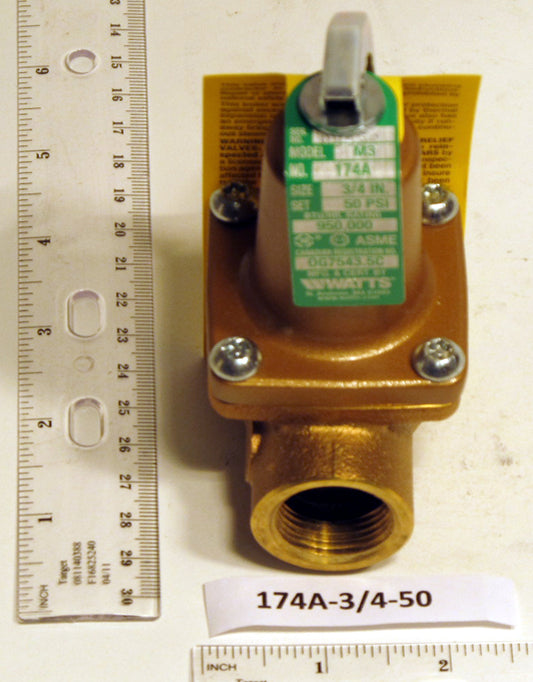 Watts 174A-3/4-50 Boiler Pressure Relief Valve