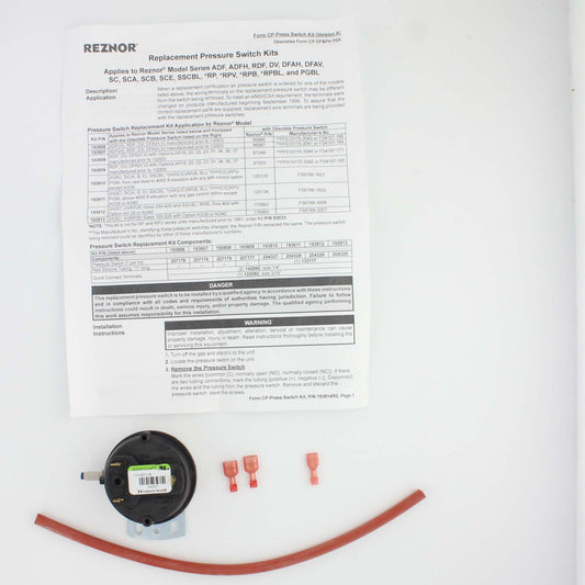 Reznor 193810 Duct Furnace Pressure Switch Kit
