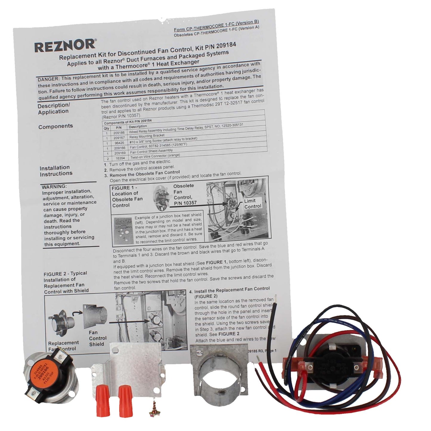 Reznor 209184 Duct Furnace Fan Control Kit