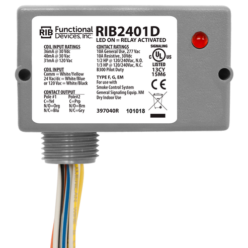 RIB Relays RIB2401D Enclosed Pilot Control Relay | AC/DC Operated – New ...