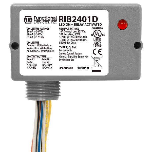 RIB Relays RIB2401D Enclosed Pilot Control Relay | AC/DC Operated – New ...
