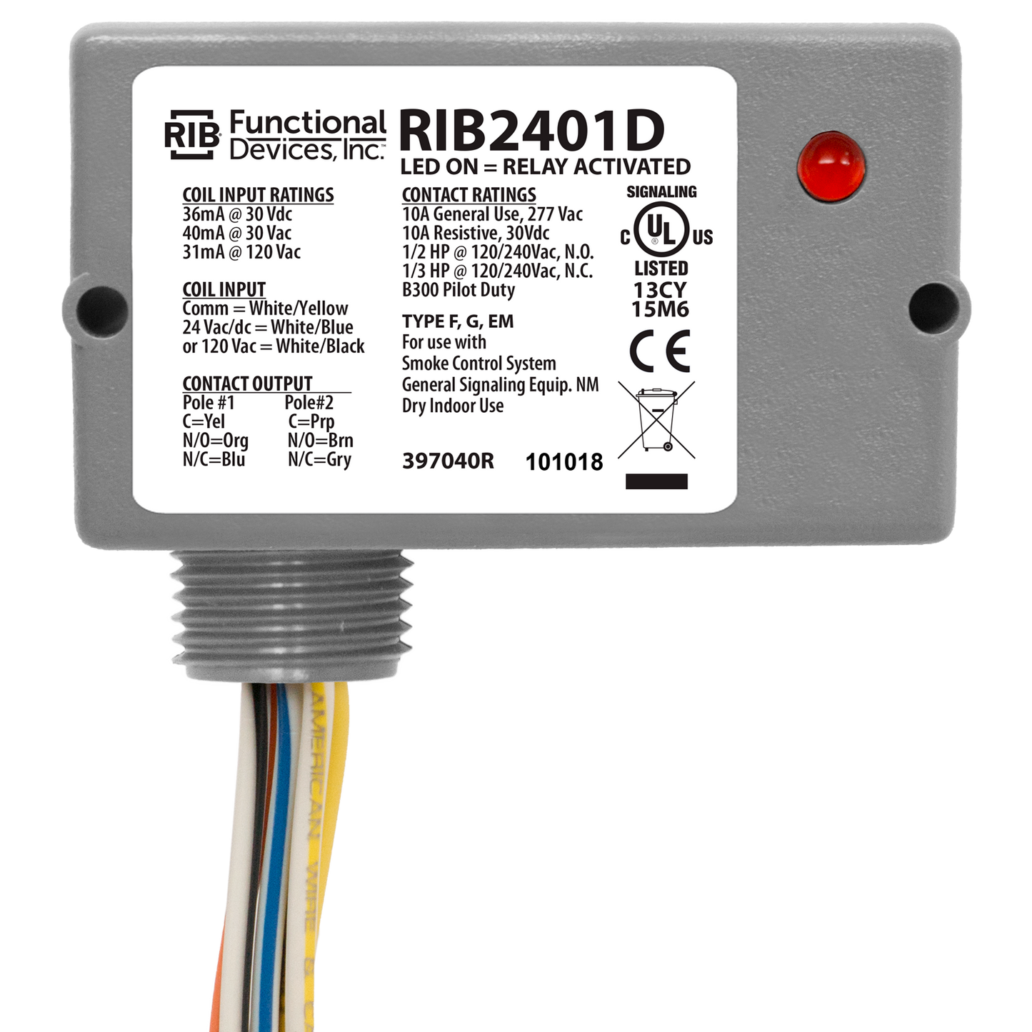 RIB Relays RIB2401D Enclosed Pilot Control Relay