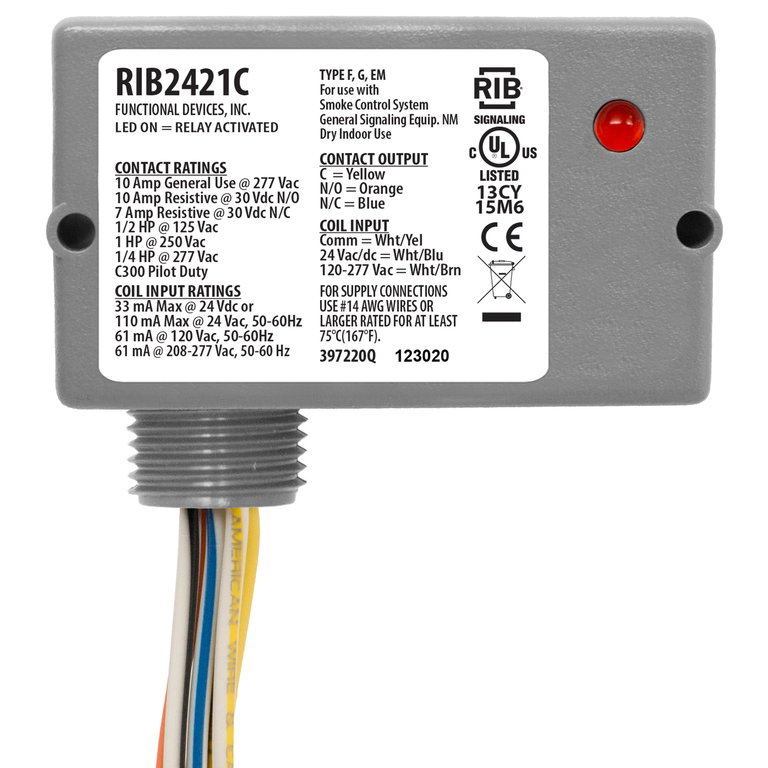 RIB Relays RIB2421C Enclosed Pilot Control Relay – New England Supply House