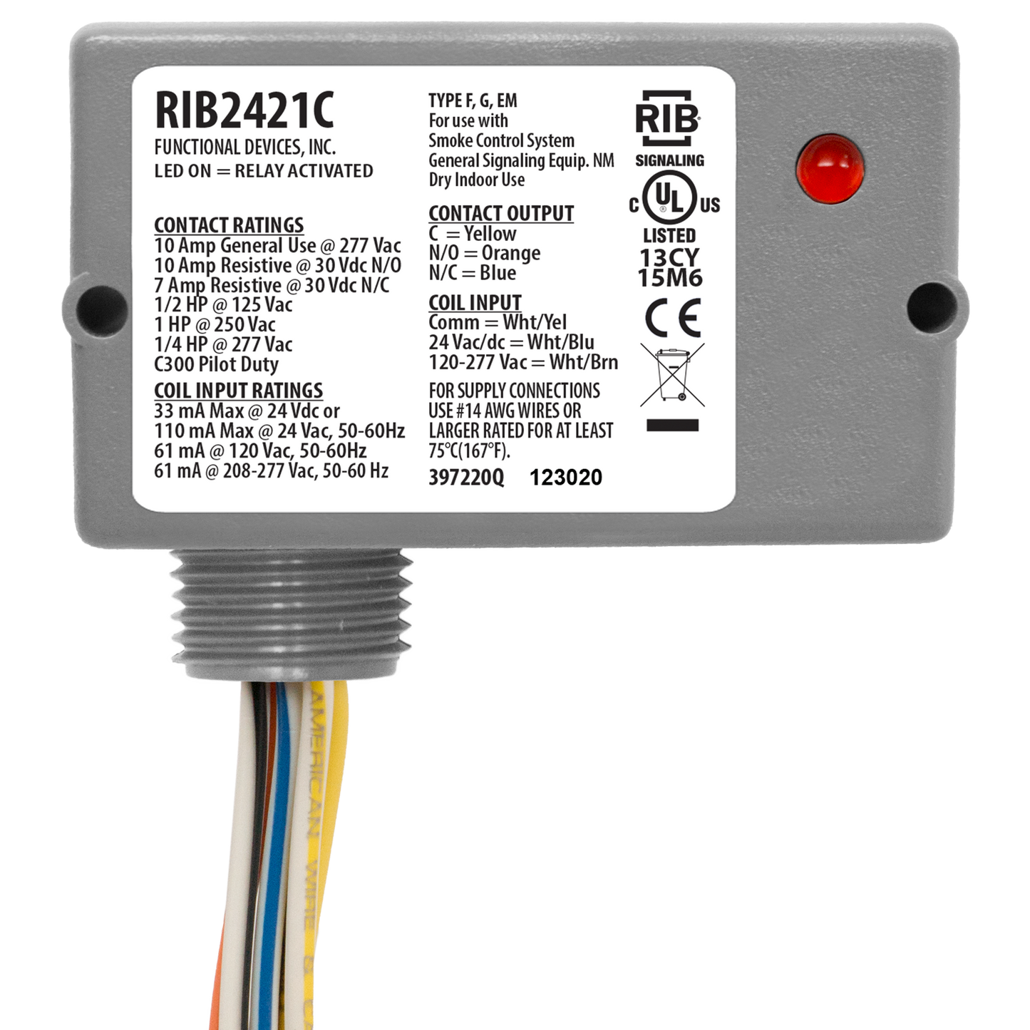 RIB Relays RIB2421C Enclosed Pilot Control Relay