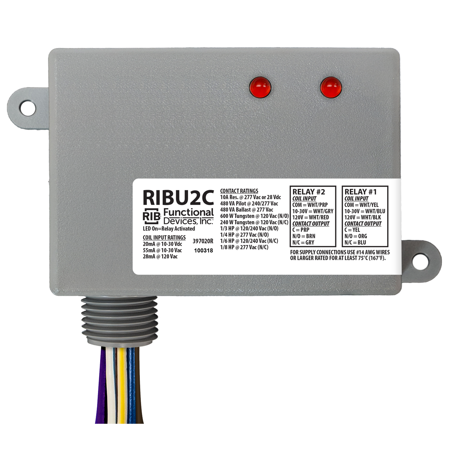 RIB Relays RIBU2C Enclosed Pilot Control Relay