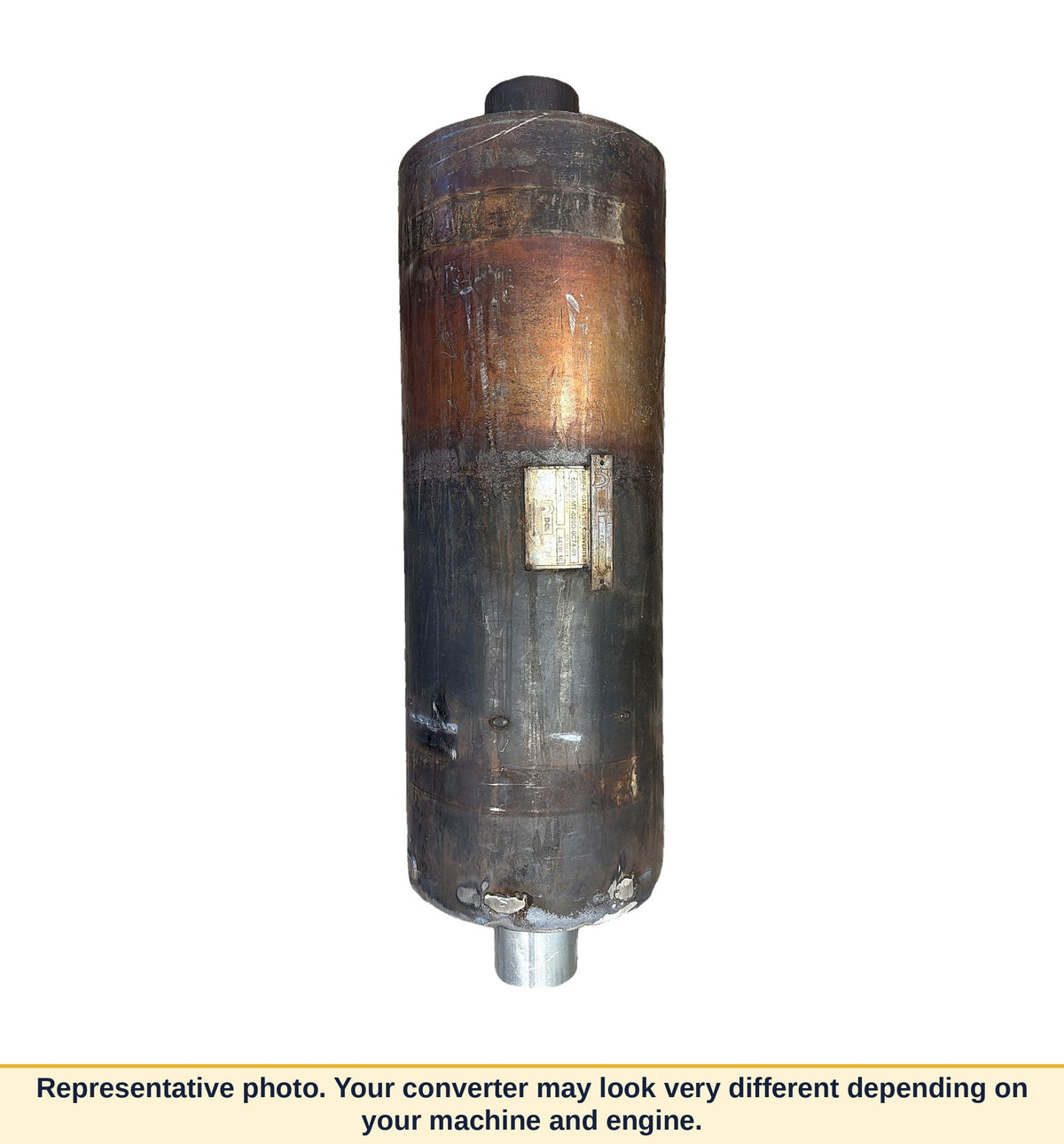 DCL Mine-X 560GX-MT-020D-0C74-01 industrial catalytic converter, full view. Representative photo; the customer's converter may look very different depending on machine and engine.