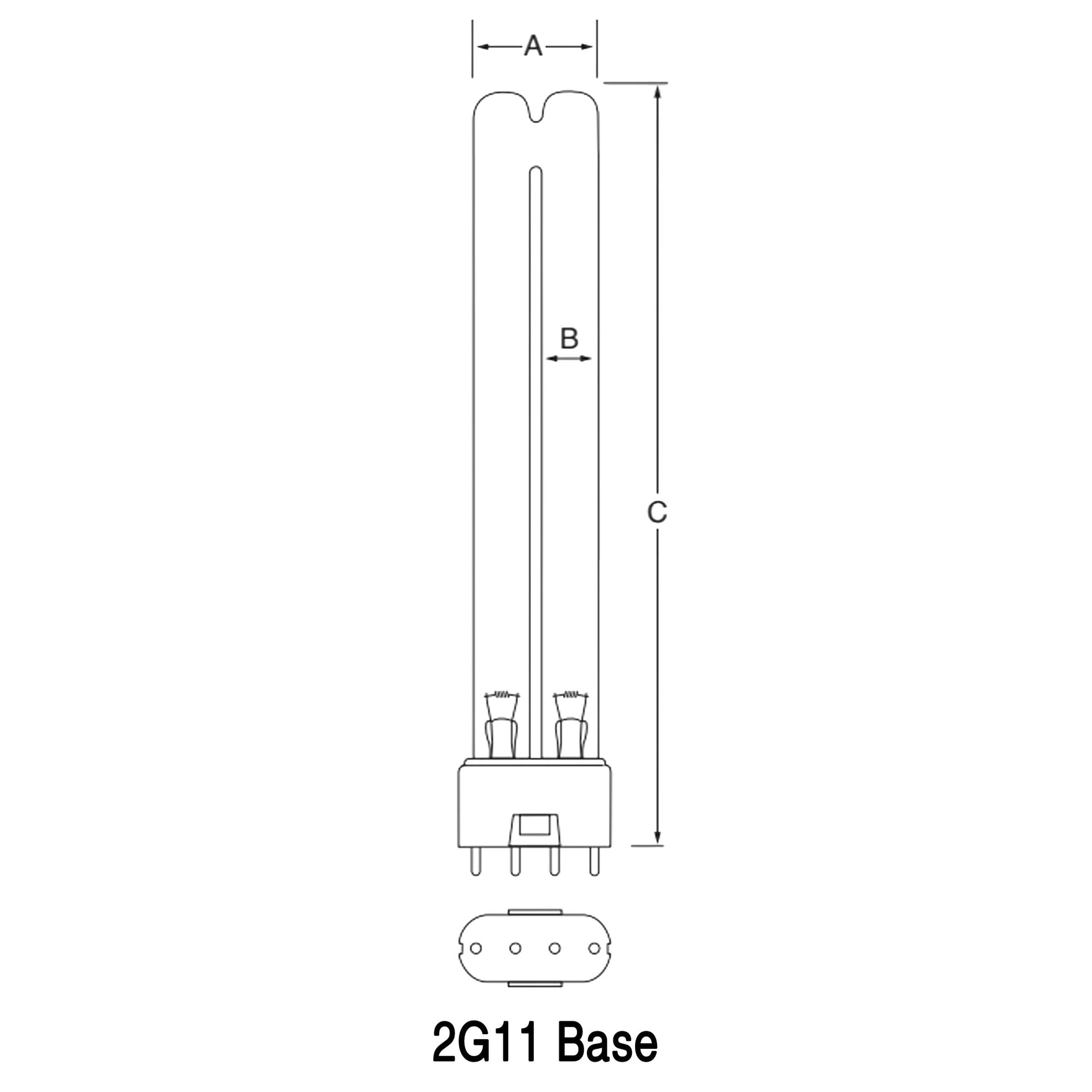 Ushio America GPL18K 3000324 Low Pressure Mercury Arc UV Lamp, T6 18W, 2G11 Base, 225.0mm, 253.7nm UV-C
