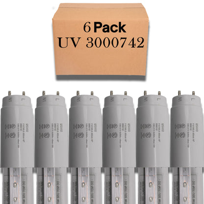 6 Pack of Ushio Indiglow LED T8 Black Light Blacklight bulbs Universal 48" Tube, 15W, 405nm, Ballast Compatible or Bypass, 120–277V - 3000742