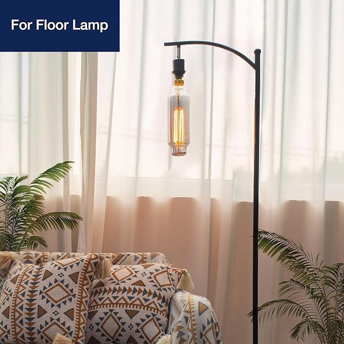 Vintage Large LED Edison Bulbs 25W Equivalent, Decorative Dimmable Tube LED Bulbs with Smoke Glass, 1800K Warm White, E26 Base, 7W 200LM, 82 High CRI, TT80/T24