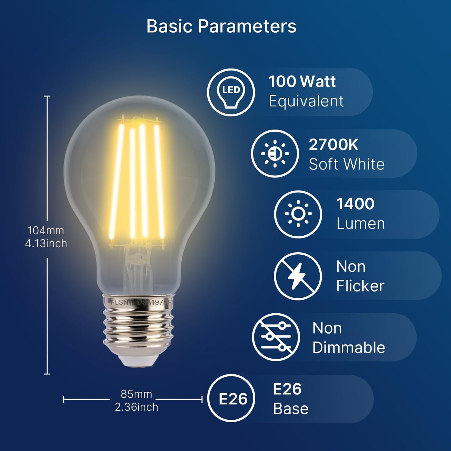 Dusk to Dawn Outdoor Sensor A19 LED Light Bulb, 2700K Warm White,8W (100W Eqv.), 1400LM, Vintage Filament E26 Base,Auto On/Off Photocell Automatic for Energy-Efficient Outdoor Lighting, 4 Pack