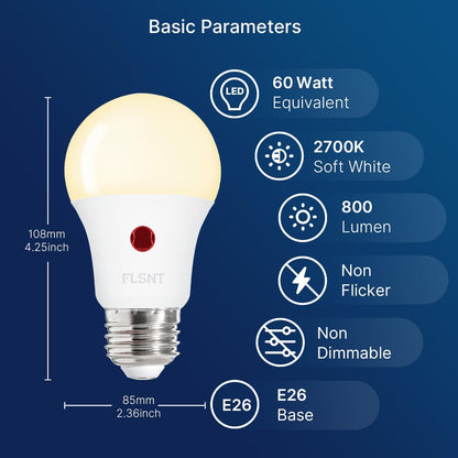 Dusk to Dawn Outdoor Sensor A19 LED Edison Bulbs, 9W (60W Eqv.), 800LM,Vintage Filament E26 Base, Auto On/Off Photocell Automatic for Energy-Efficient Outdoor Lighting, 2700K Warm White, 2 Pack