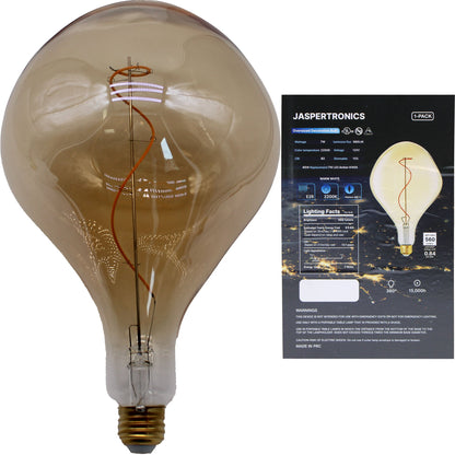 A165S Oversized Vintage LED Edison Bulb, Amber Decorative E26 Dimmable 7W, 560 Lumens, Warm White 2200K, 1 Pack