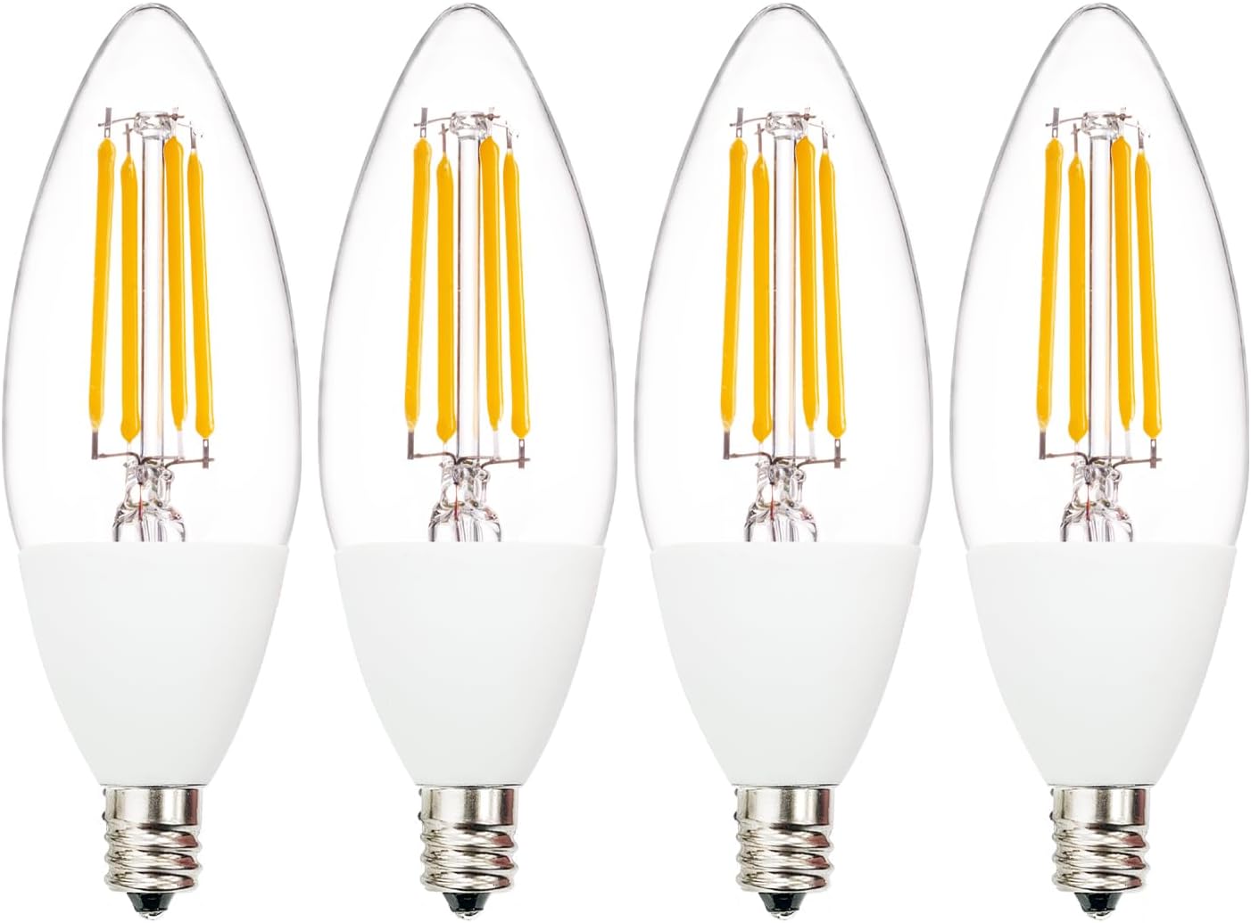 Dusk to Dawn Outdoor Sensor LED Edison Bulbs, 4W (40W Eqv.), 450LM, B11 LED Candelabra Bulb E12 Base, Auto On/Off Photocell for Energy-Efficient, 2700K Soft White, 4 Pack