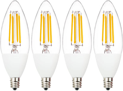 Dusk to Dawn Outdoor Sensor LED Edison Bulbs, 4W (40W Eqv.), 450LM, B11 LED Candelabra Bulb E12 Base, Auto On/Off Photocell for Energy-Efficient, 2700K Soft White, 4 Pack