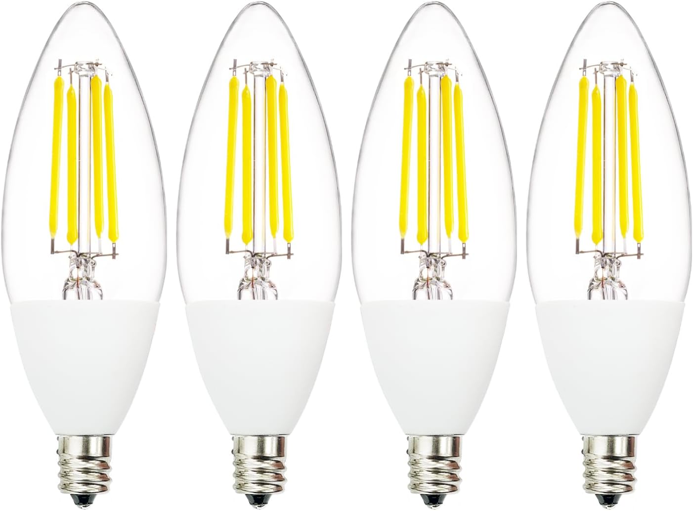 Dusk to Dawn Outdoor Sensor LED Edison Bulbs, 4W (40W Eqv.), 450LM, B11 LED Candelabra Bulb E12 Base, Auto On/Off Photocell for Energy-Efficient, 5000K Cool White, 4 Pack