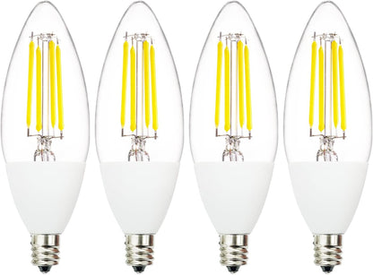Dusk to Dawn Outdoor Sensor LED Edison Bulbs, 4W (40W Eqv.), 450LM, B11 LED Candelabra Bulb E12 Base, Auto On/Off Photocell for Energy-Efficient, 5000K Cool White, 4 Pack