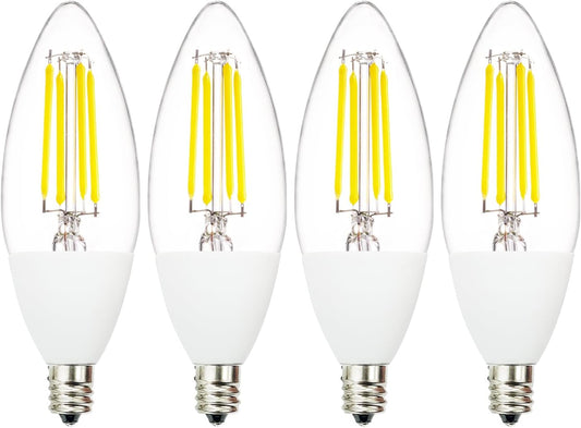 Dusk to Dawn Outdoor Sensor LED Edison Bulbs, 4W (40W Eqv.), 450LM, B11 LED Candelabra Bulb E12 Base, Auto On/Off Photocell for Energy-Efficient, 5000K Cool White, 4 Pack