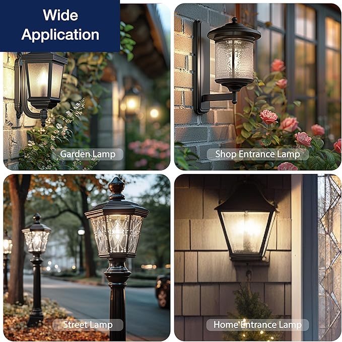 Dusk to Dawn Outdoor Sensor LED Edison Bulbs, 4W (40W Eqv.), 450LM, B11 LED Candelabra Bulb E12 Base, Auto On/Off Photocell for Energy-Efficient, 2700K Soft White, 4 Pack