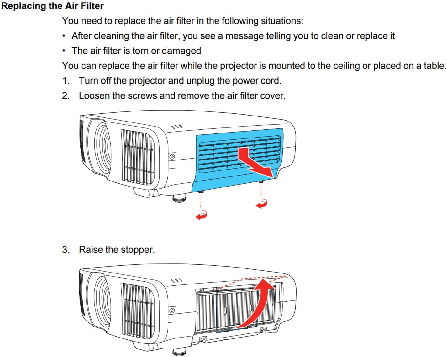 Epson EH-LS11000W Replacement Projector Air Filter