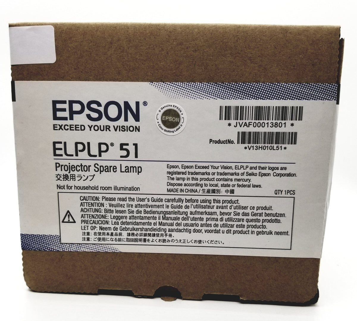 Epson V13H010L51 Genuine OEM Replacement Projector Lamp & Housing