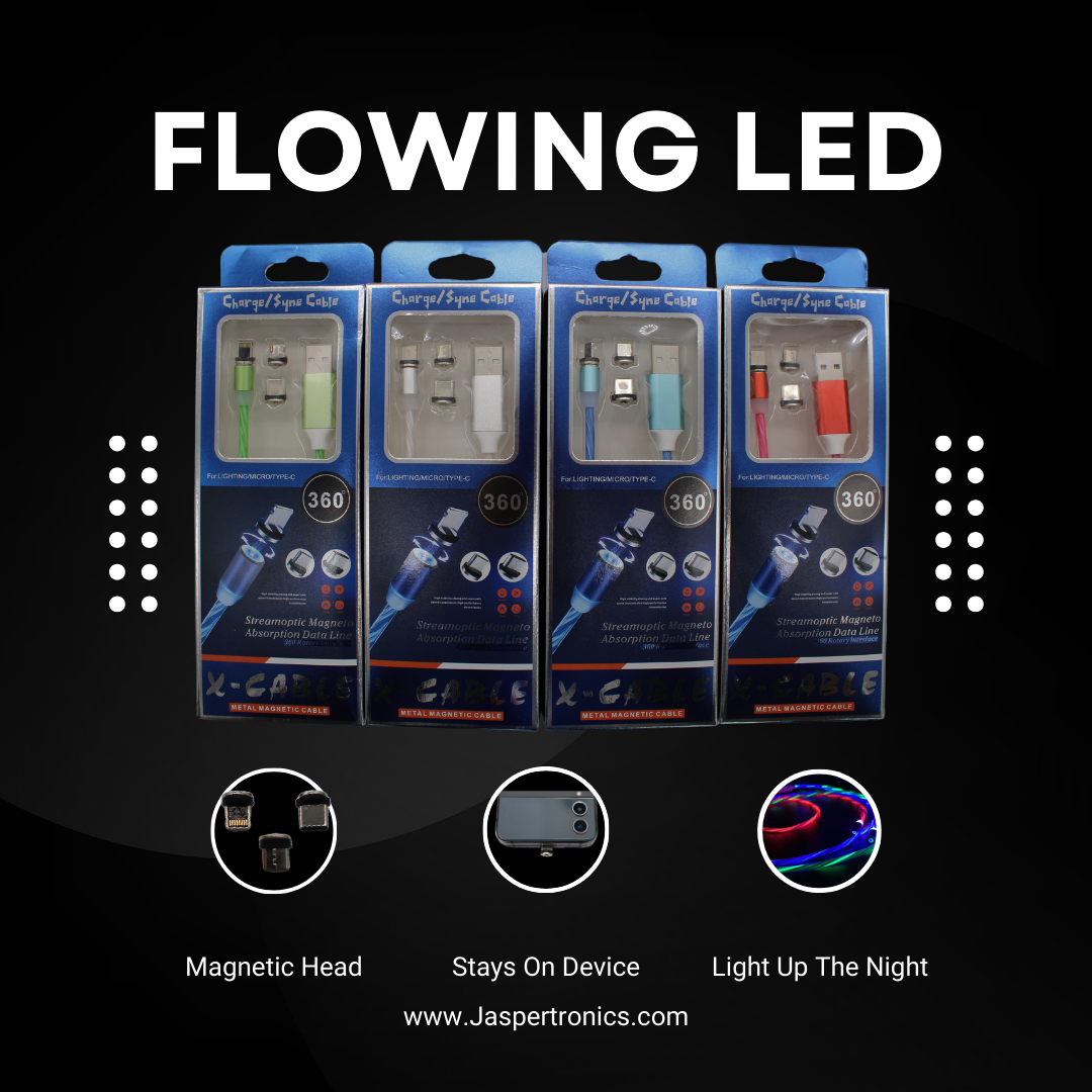 Flowing LED Charging Cables with Quick Disconnect Magnetic Tips for Smart Phones, Tablets, and More!