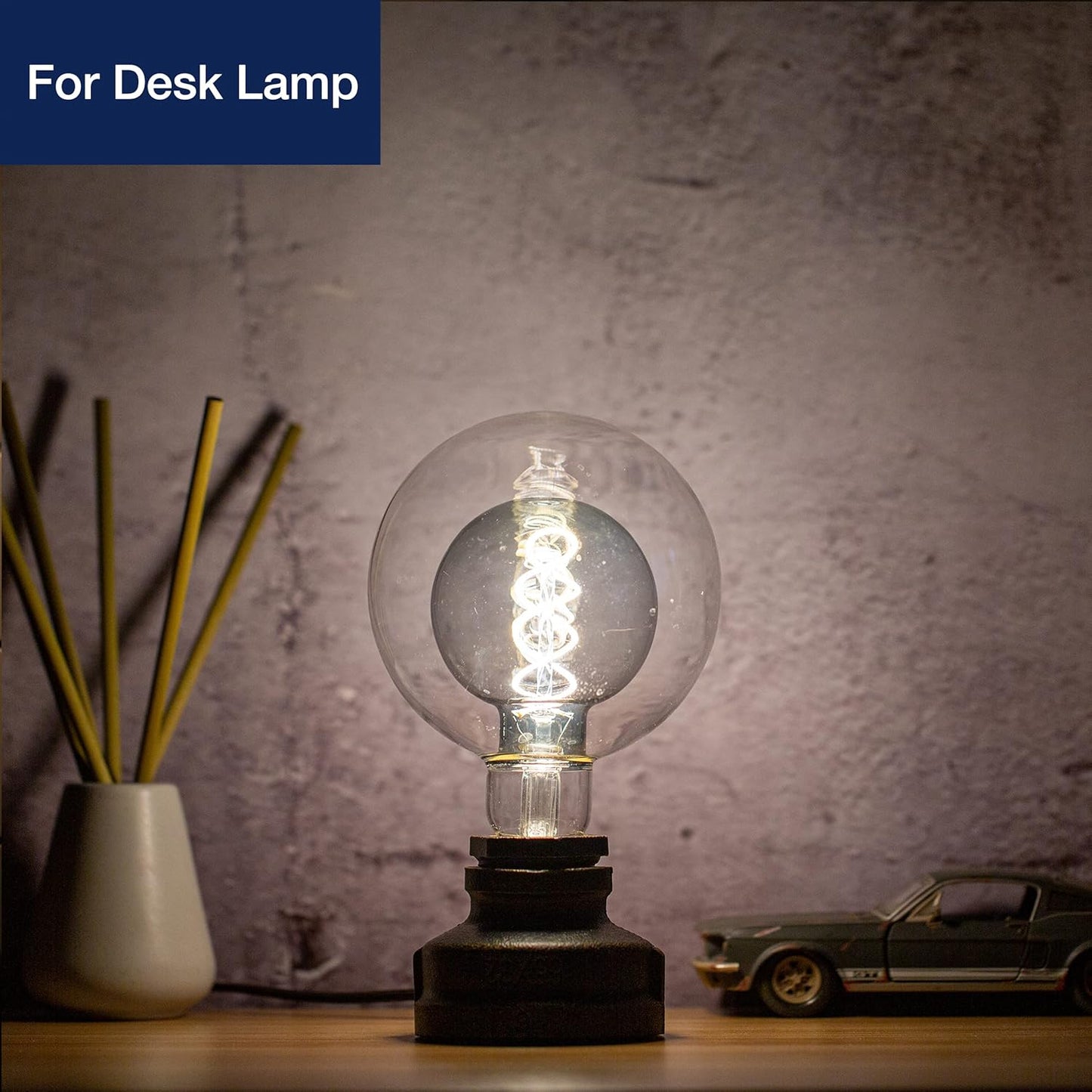 Oversized G125 Globe LED Edison Bulbs - 2700K Soft White, Dimmable, 7W (40W Equivalent), E26 Base, Smoke Glass, CRI90, 300 Lumens - 1 Pack