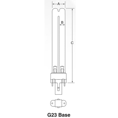 Ushio America GPX9 3000304 Low Pressure Mercury Arc UV Lamp, T4 9W, G23 Base, 145.0mm, 253.7nm UV-C