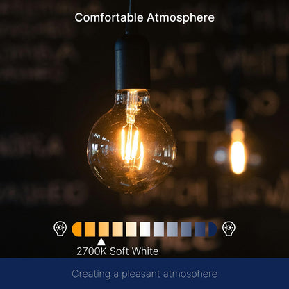G25 LED Globe Edison Light Bulbs - 2700K Soft White, Dimmable, 4W (40W Equivalent), 400LM, E26 Base, Clear Glass, CRI90, Energy-Efficient Accent Lighting for Indoor Fixtures - 4 Pack