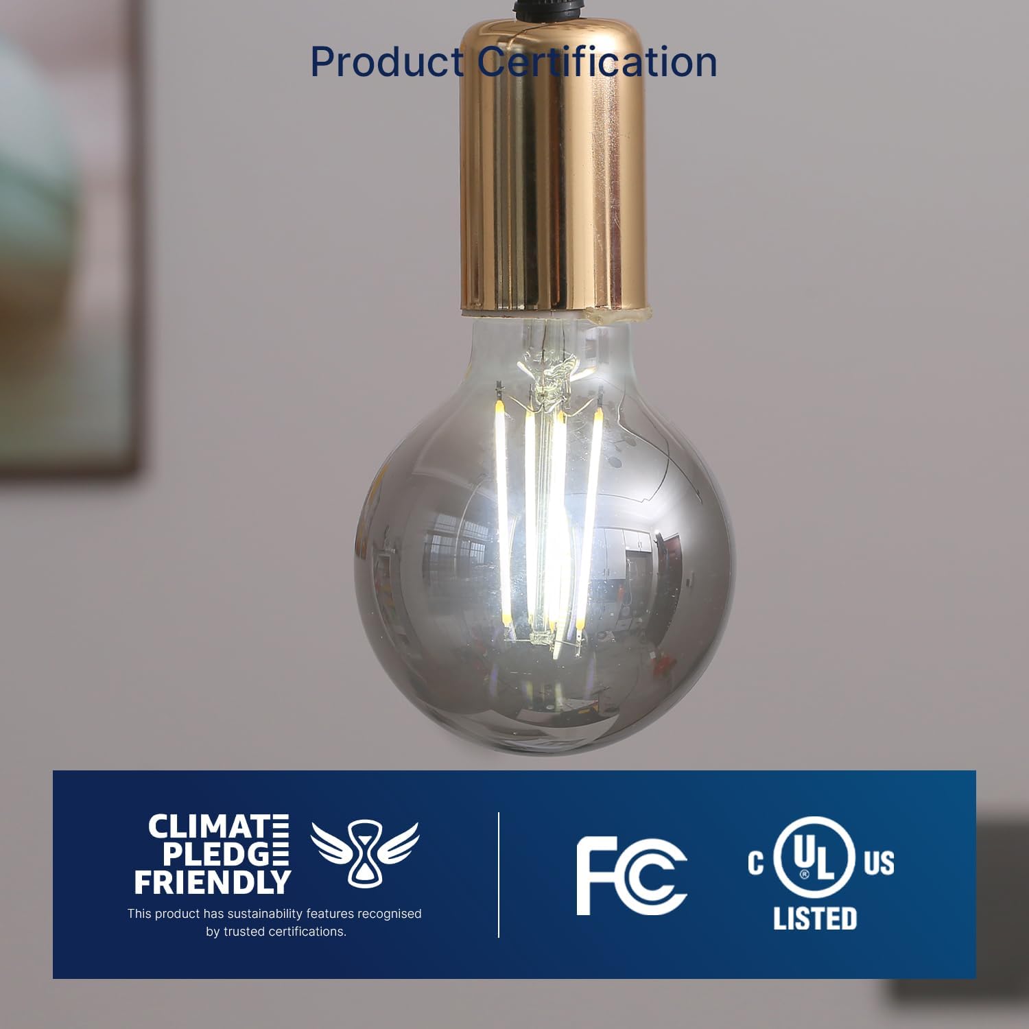 G25 Dimmable Globe LED Edison Bulbs - 5000K Daylight, Smoky Grey Glass, 4W (40W Equivalent), 300LM, E26 Base, CRI80, Energy-Efficient Decorative Lighting for Home & Commercial Use - 4 Pack