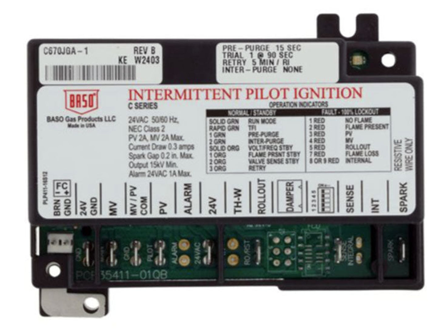 Baso Gas Products C670JGA-1C Ignition Control Module