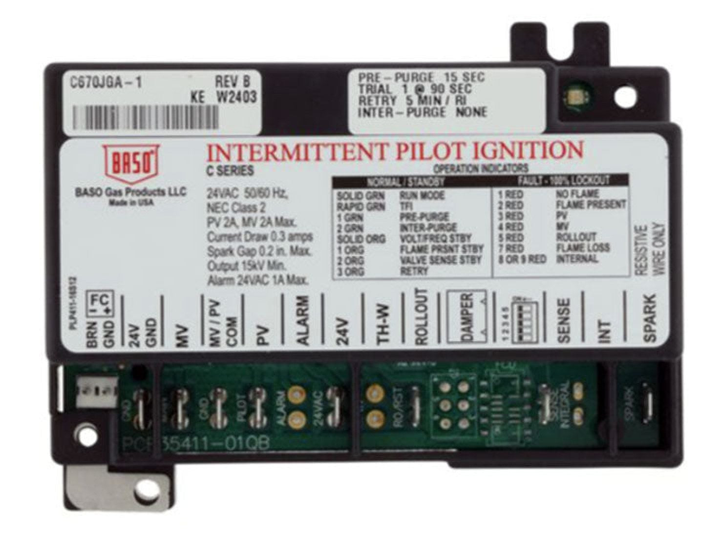Baso Gas Products C670JGA-1C Ignition Control Module