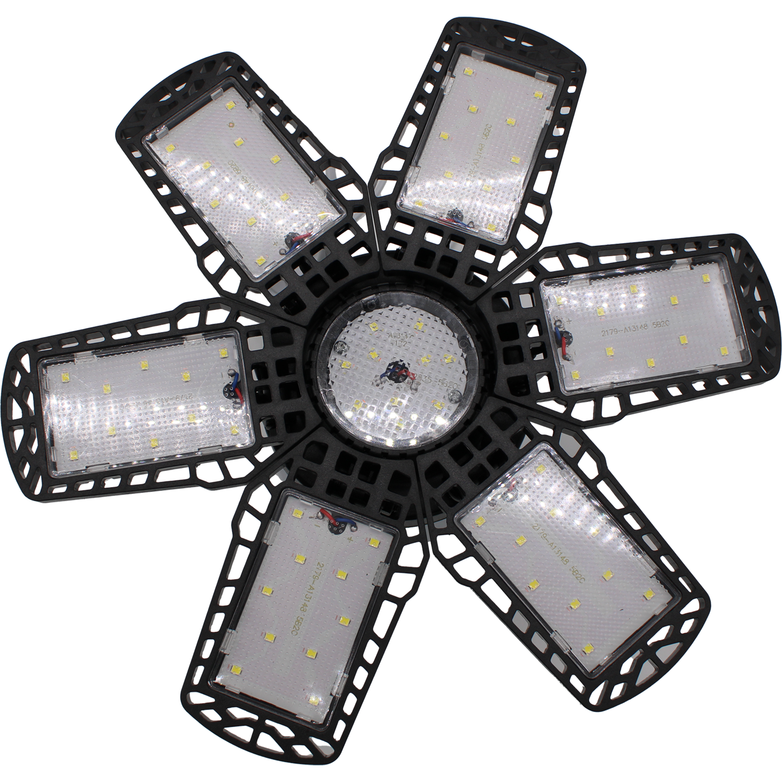 2 Pack LED Adjustable 6 Leaf Garage Light, 200W 8000 Lumen 6500K - Deformable 6+1 Panels, E26/E27 Screw-In Ceiling Lights for Shop, Garage, Workshop, Basement, Barn, & More