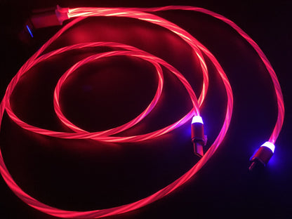 Flowing LED Charging Cables with Quick Disconnect Magnetic Tips for Smart Phones, Tablets, and More!