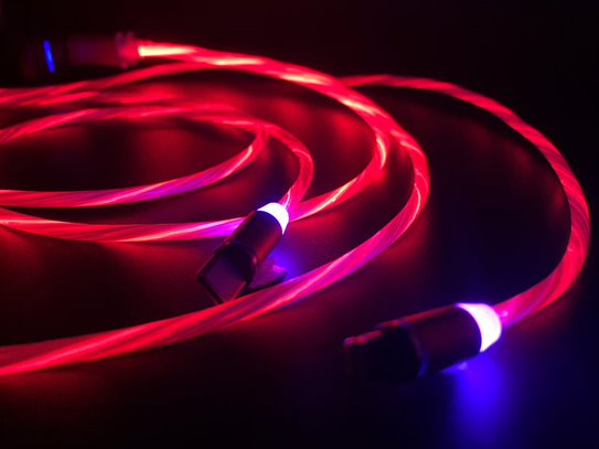 Flowing LED Charging Cables with Quick Disconnect Magnetic Tips for Smart Phones, Tablets, and More!