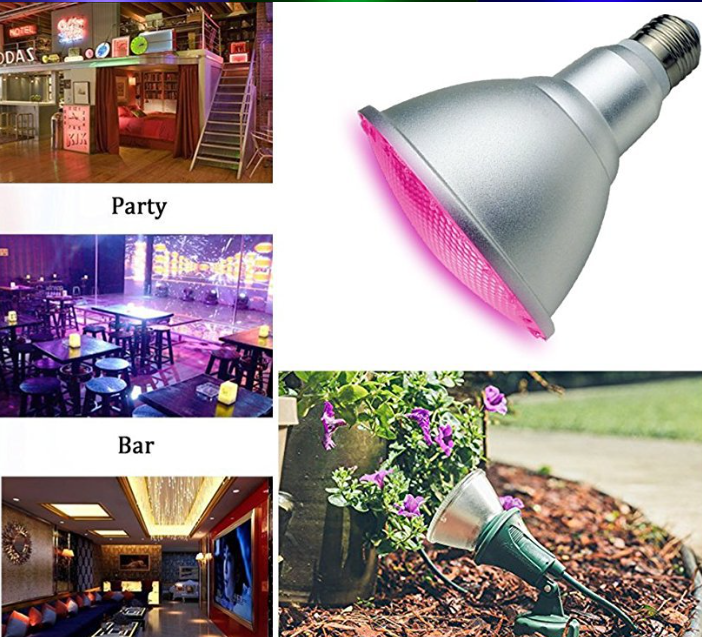 PAR38 30W Color Changing LED Floodlight Smart Light Bulb with Voice Control or IR Remote Control. E26/E27 Base perfect for Lawn, Landscape, and Parties!