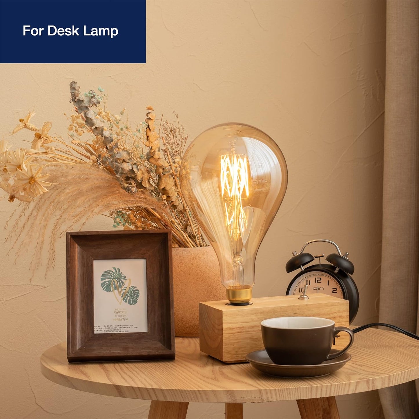 LED Large Decorative Pendant Light Bulbs 60W Equivalent, Dimmable LED Oversized Bulbs with Amber Glass, 2000K Warm White, 7W, 600LM, E26 Base, PS160/PS52