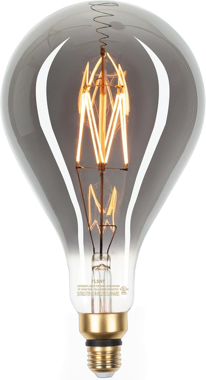 LED Large Decorative Pendant Light Bulbs 25W Equivalent, Dimmable LED Oversized Bulbs with Smoke Glass, 1800K Warm White, 7W, 200LM, E26 Base, PS160/PS52