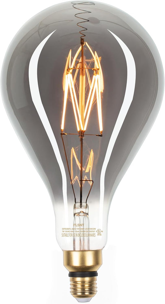 LED Large Decorative Pendant Light Bulbs 25W Equivalent, Dimmable LED Oversized Bulbs with Smoke Glass, 1800K Warm White, 7W, 200LM, E26 Base, PS160/PS52