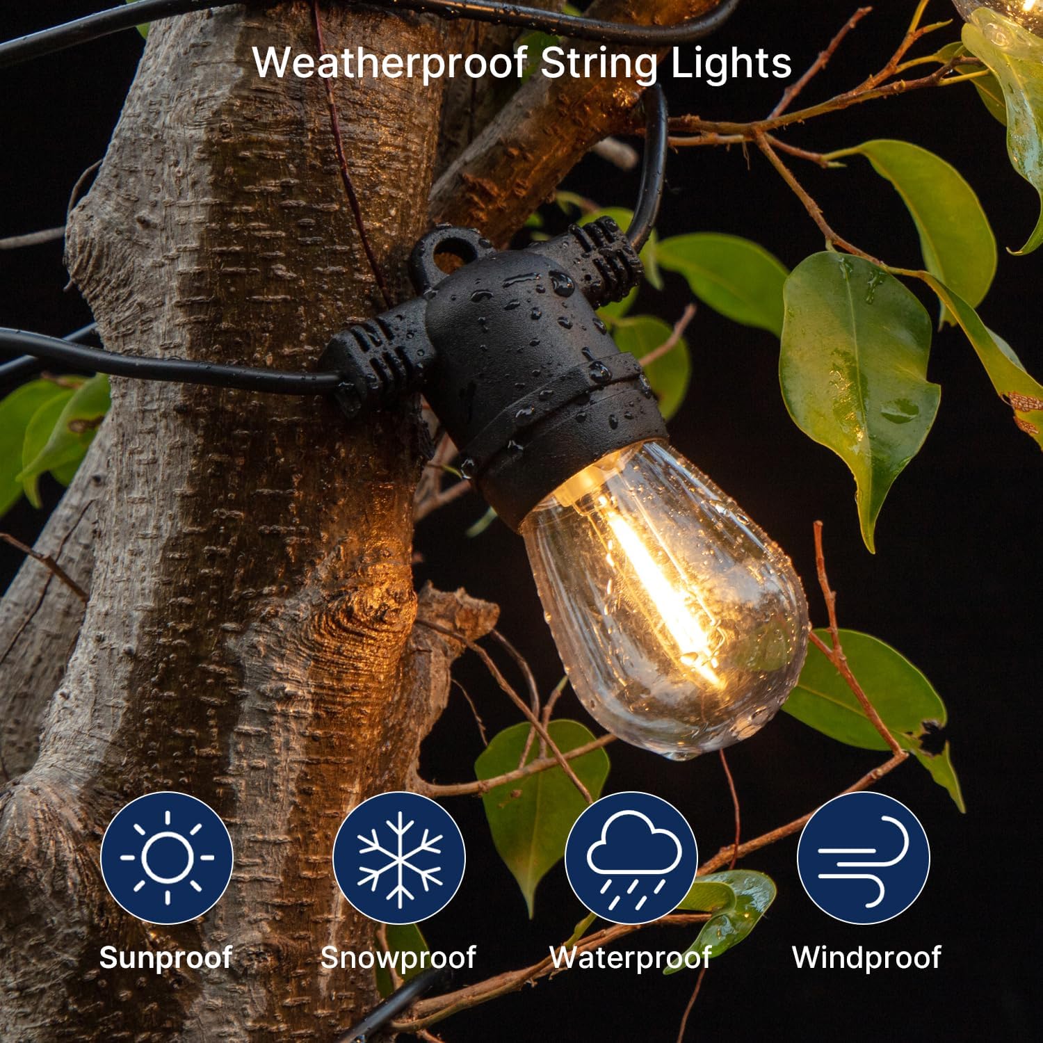 15-Pack Outdoor S14 LED Replacement Bulbs - 2200K Warm White, Shatterproof, Waterproof, E26 Base, Energy-Efficient for Patio, Garden, Bistro & Decorative String Lights