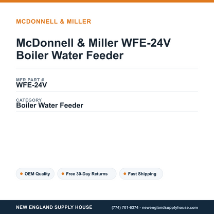 McDonnell & Miller WFE-24V Boiler Water Feeder — New England Supply House spec card [NESH-SPEC-CARD-V2]