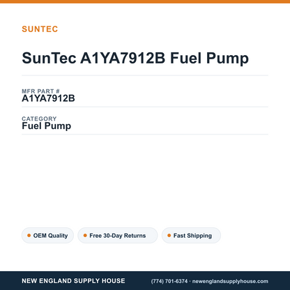SunTec A1YA7912B Fuel Pump — New England Supply House spec card [NESH-SPEC-CARD-V2]