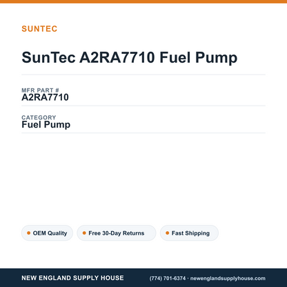 SunTec A2RA7710 Fuel Pump — New England Supply House spec card [NESH-SPEC-CARD-V2]