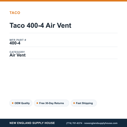 Taco 400-4 Air Vent — New England Supply House spec card [NESH-SPEC-CARD-V2]