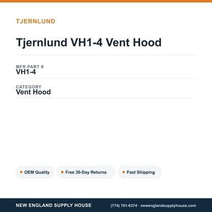 Tjernlund VH1-4 Vent Hood — New England Supply House spec card [NESH-SPEC-CARD-V2]