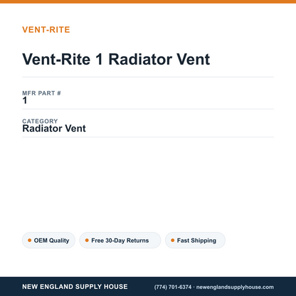 Vent-Rite 1 Radiator Vent — New England Supply House spec card [NESH-SPEC-CARD-V2]