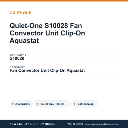 Quiet-One S10028 Fan Convector Unit Clip-On Aquastat — New England Supply House spec card [NESH-SPEC-CARD-V2]